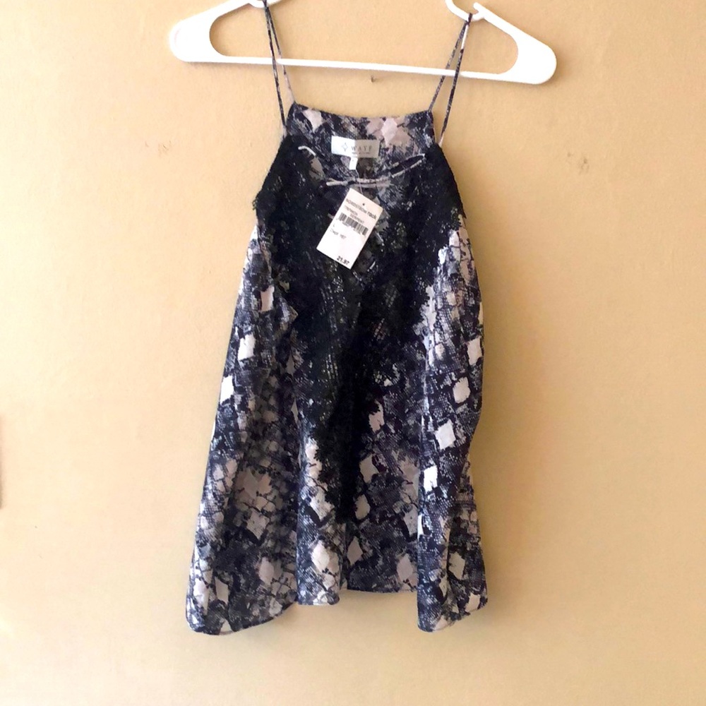 Wayf Snake Print, lace cross-neck tank